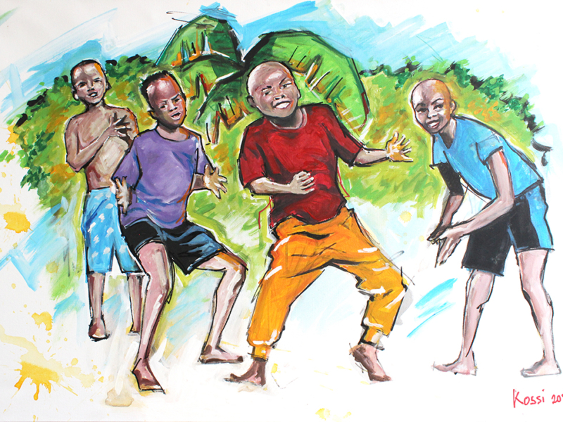 Togolitos Dancing - Acrylic sketches canvas art - wall décor