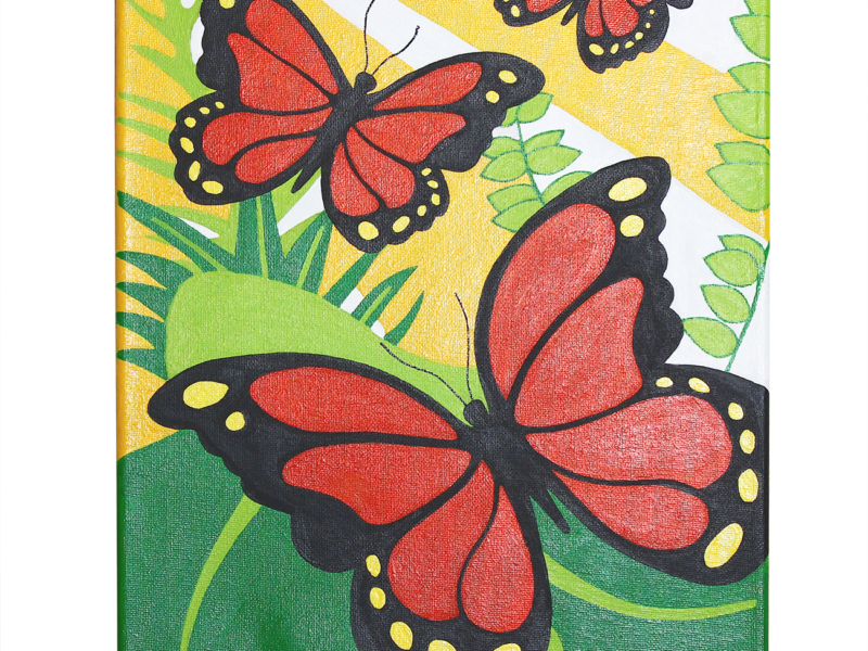 3 Butterflies Painting- Acrylic on canvas